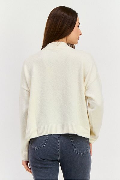 Pepe Jeans Women Mock Neck Knitted Long Sleeves Sweater, Ivory