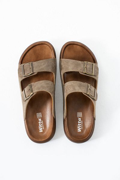 Witta Men's Orthopedic Daily Non-Slip Sole Soft Leather Buckle Stylish Home and Outdoor Slippers