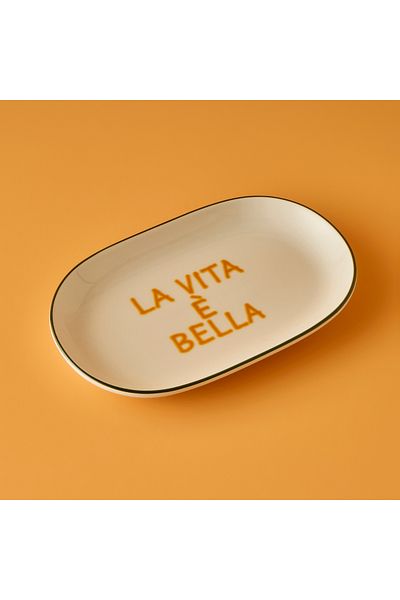 Bella Maison Line Oval Presentation Plate Green (23X14 cm)
