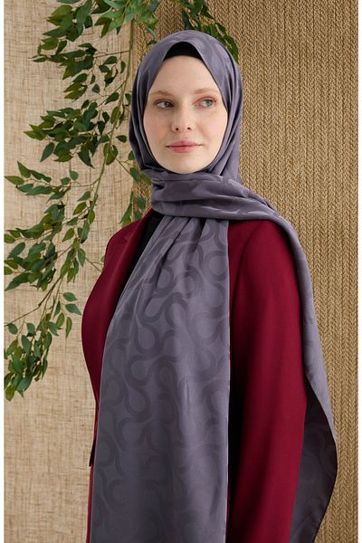 Fatma Atasoy Wave Anthracite Jacquard Shawl