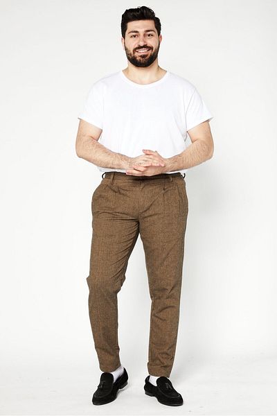 Sorbino Men Regular Fit Textured Chino Pant, Brown