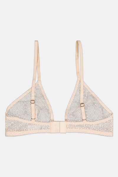 NA-KD Women Lace Flower Structured Bra, Beige