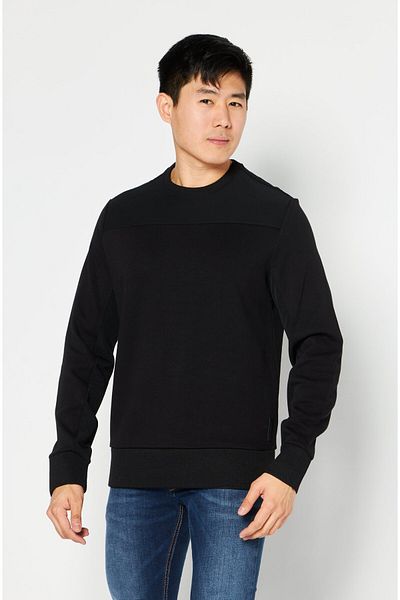 Michael Kors Men Round Neck Plain Long Sleeves Sweatshirt, Black