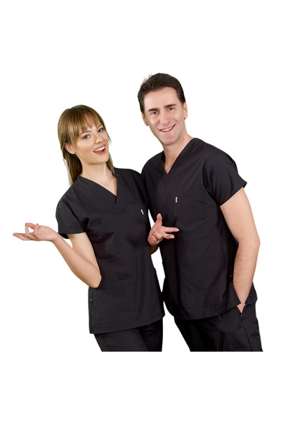 ÇİZGİ MEDİKAL SİYAH Dr Greys Scrubs (Terikoton/İnce Kumaş) t100