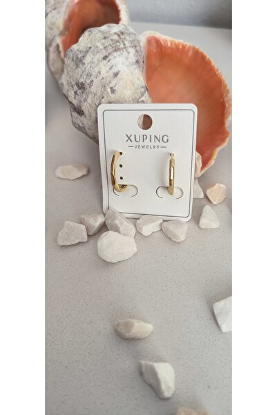 xUPING Altın Kaplama ince Basic Köşeli Küpe Kararmaz 14K Rengindedir