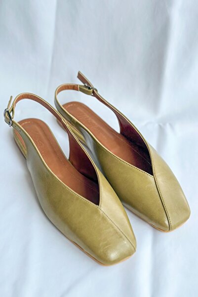 Nil Shoes Miya Yağ Yeşili Cilt Babet