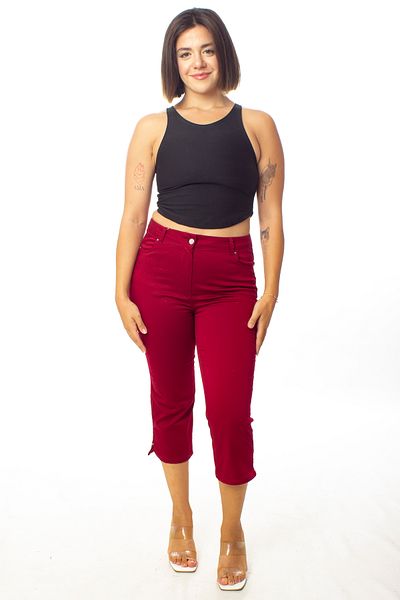Paşalı High Waist One Hundred Percent Cotton Canvas Capri