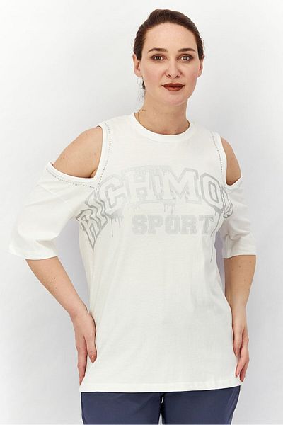 John Richmond Women Sportswear Fit Printed Cold Shoulder Top, White