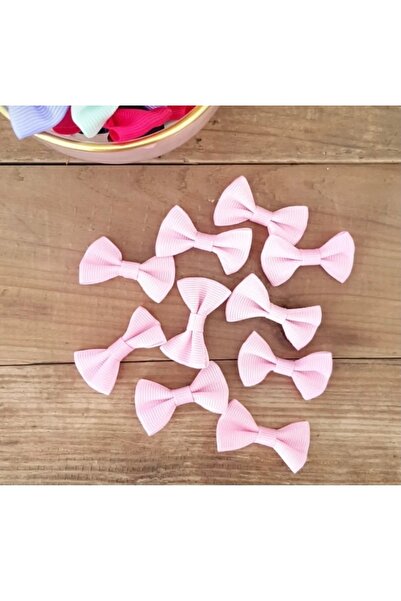 Deniz Party Store 10 Adet Düz Pembe Grogren Fiyonk Papyon kurdele 3cmx1,5cm
