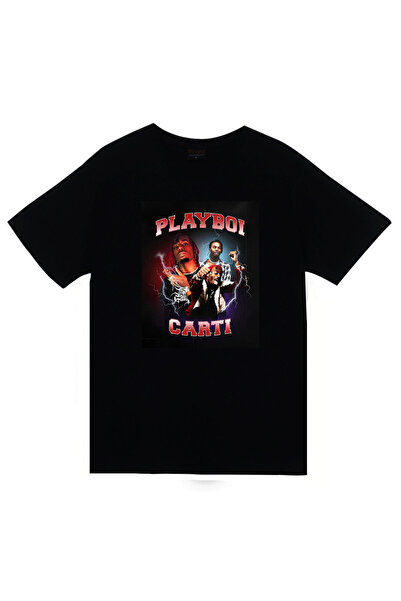 fame-stoned Playboi Carti Štampano Unisex 100% pamuk Crna T-shirt