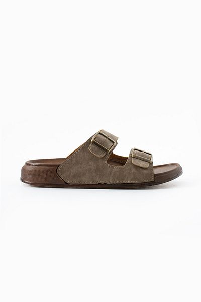 Witta Men's Orthopedic Daily Non-Slip Sole Soft Leather Buckle Stylish Home and Outdoor Slippers