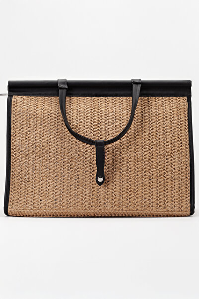 gio&mi Alina Rafya Kağıt Ip Hasır Örgü Kadın Plaj Günlük Omuz Çantası