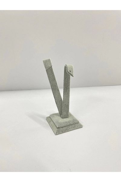 MeGass Dekor Domestic Production Suede Fabric Gray Color 10 Cm Earring Display Accessory