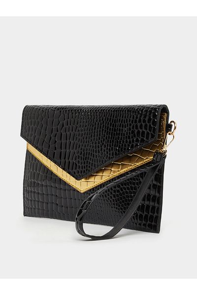 Styli Snake Skin Textured Clutch Bag