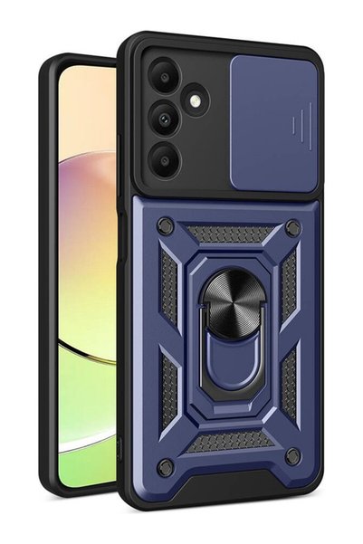 tekno grup Galaxy A15 Case with Ring Magnetic Vega Cover Navy Blue + Full Cov...