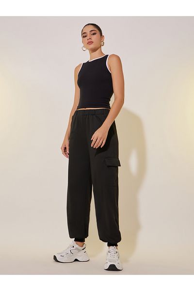 Styli Solid Loose Fit Pockets Joggers