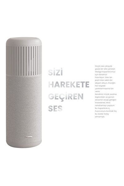 HiFuture Wedge Bluetooth 5.3 50W Wireless Standing Home Speaker 360 °   Surround Sound Beige