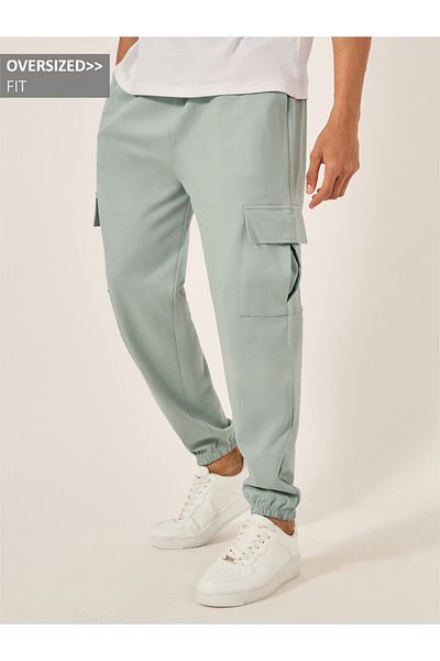 Styli Mid Rise Oversized Elasticated Hem Cargo Joggers