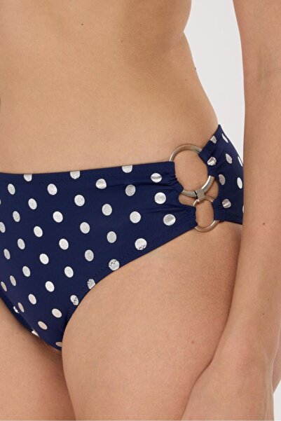 AYYILDIZ 4600 Silver Polka Dot Navy Blue Strapless Bikini Set