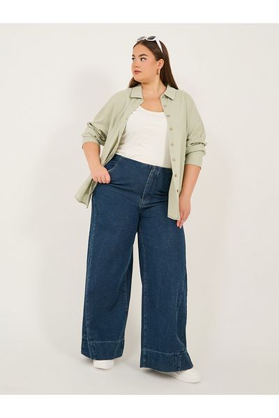 Styli Solid Button Down Oversized Long Sleeve Shirt
