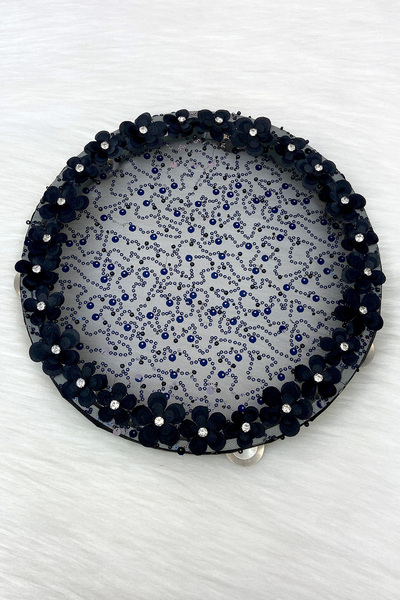 ZEYMERADE العروس السوداء الدف 32 سنتيمتر زهرة الترتر الترتر مع أحجار لامعة ال...