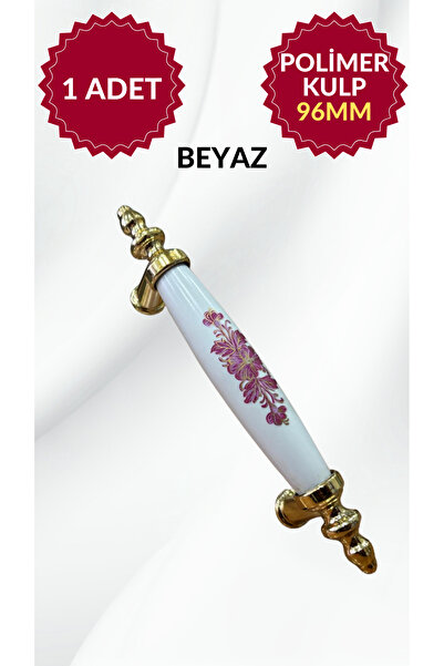 MKLAKS 96mm Polimer Plastik BEYAZ-CROM Mobilya Çekmece Dolap Kulp Dayanıklı V...