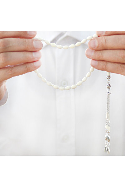 Tesbihane Kararmaz Metal Su Damlası Püsküllü Arpa Kesim Bilek Boy Deve Kemiği Tesbih