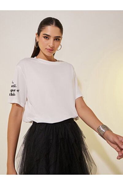 Take Two By Styli Round Neck Short Sleeve Slogan T-Shirt