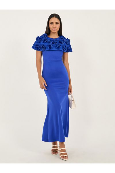 Styli Flower Corsage A-Line Maxi Dress