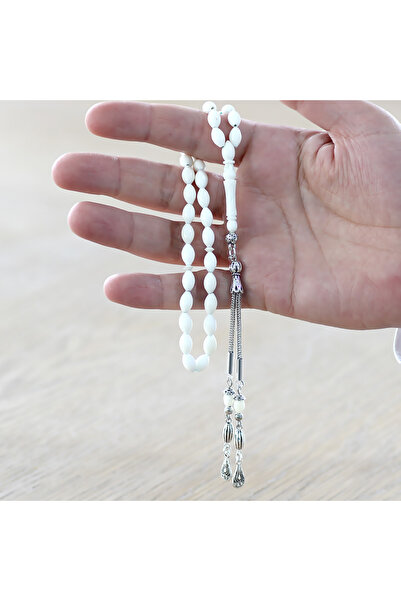 Tesbihane Kararmaz Metal Su Damlası Püsküllü Arpa Kesim Bilek Boy Deve Kemiği Tesbih