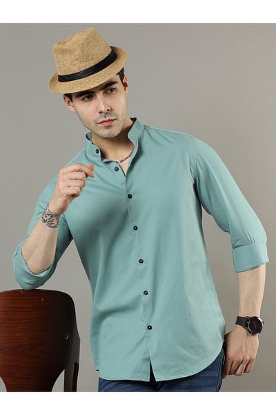 Bushirt By Styli Solid Mandarin Collar Regular Fit Shirt