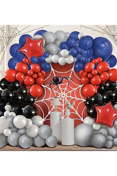 Çemrek Süs Parti Dark Blue Red Black Gray Balloon Chain Set of 100