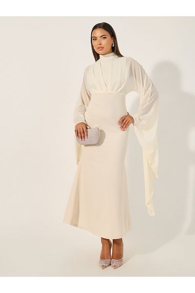 Styli Embellished Long Sleeves Mermaid Maxi Dress