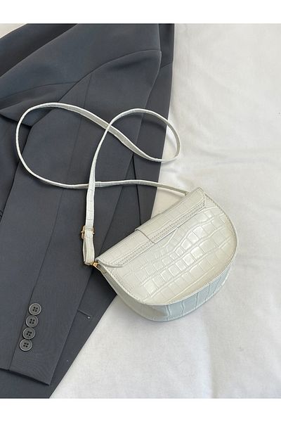 Styli White Crocodile Embossed Crossbody Bag