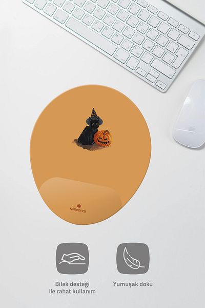 Mincanas Colorful Cat Themed Oval Mouse Pad with Wrist Support Mouse Pad