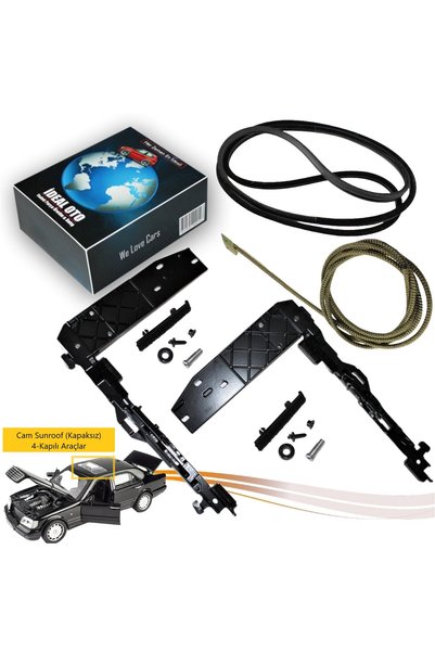 İDEAL OTOMOTİV Mercedes S W140 1991-1998 (4 Kapı) Cam Tavanlı Elektrikli Sunroofun Kızağı, Teli ve Fitil Seti