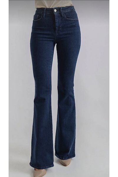 AKŞEN GİYİM Plus Size Spanish Flare Summer Denim Fabric Lycra High Waist Women's Jeans Pants