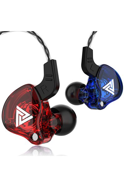 Choice سماعة أذن AK6 الأصلية من QKZ AK6 باللون الأحمر والأزرق مزودة بـ 6 وحدات تشغيل ديناميكية مع ميكروفون ستيريو رياضي