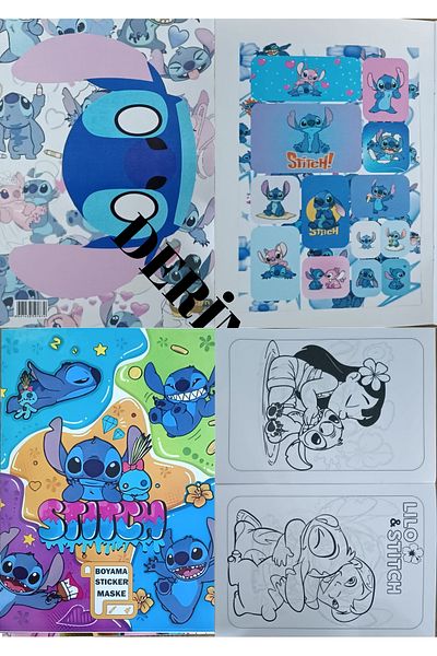 DERİND Lilo & Stitch Coloring Book 12 Pages Mask and Sticker