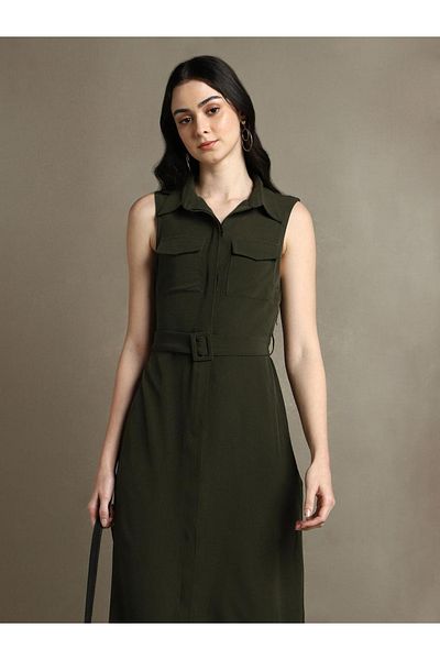 Dennis Lingo By Styli Casual Shirt Collar Sleeveless Dress