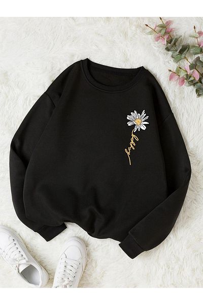 Kotty By Styli Floral Graphic Print Dropped Sleeves Sweatshirt