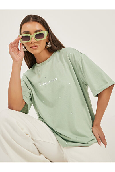 Styli تي شيرت كبير الحجم مزين بشعار مطبوع