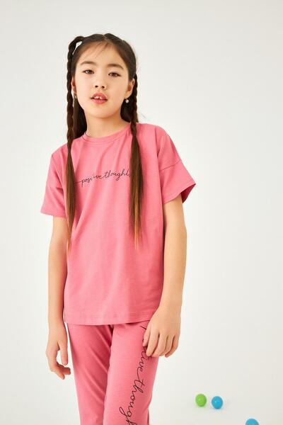 Perendi Dried Rose Printed Girl's Tights Set