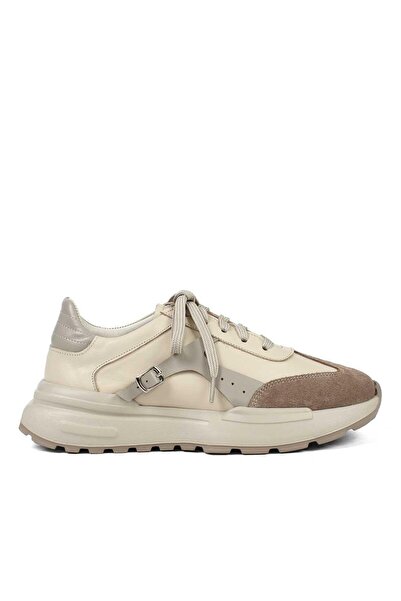 Celal Gültekin Kadın Vizon Bağcıklı Kalın Tabanlı Süet Deri Sneaker