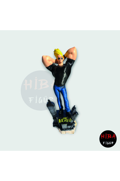 HIBA FIGUR Johnny Bravo Koleksiyon Figürü 20 cm El Boyaması Nostaljik Çizgi Film Heykeli