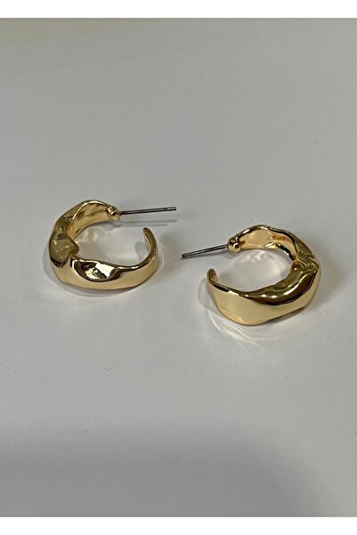 KİLİGİSTANBUL Gold Renk Şekilsiz Halka Küpe