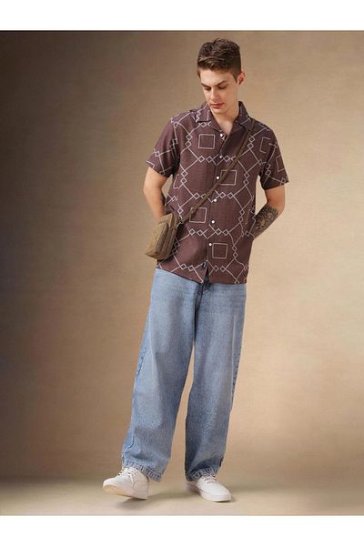 Dennis Lingo By Styli Abstract Print Casual Shirt for Men