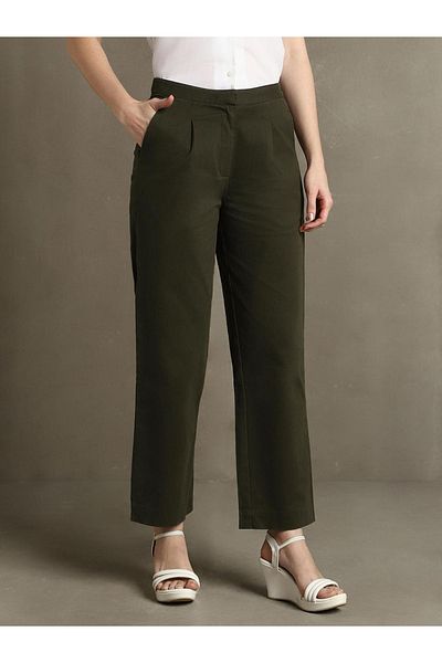 Dennis Lingo By Styli Cotton Straight Fit Pleated Casual Trousers