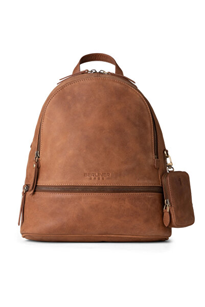 Berliner Bags حقيبة فلورنسا الجلدية الكلاسيكية للنساء، حقيبة ظهر صغيرة مقاومة للماء، بني