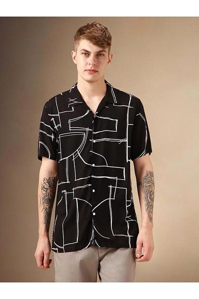 Dennis Lingo By Styli Abstract Print Button-Down Collar Casual Shirt